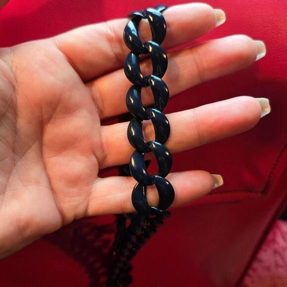 Vintage Napier Navy Blue Metal Chain Link Necklace - Picture 7 of 8